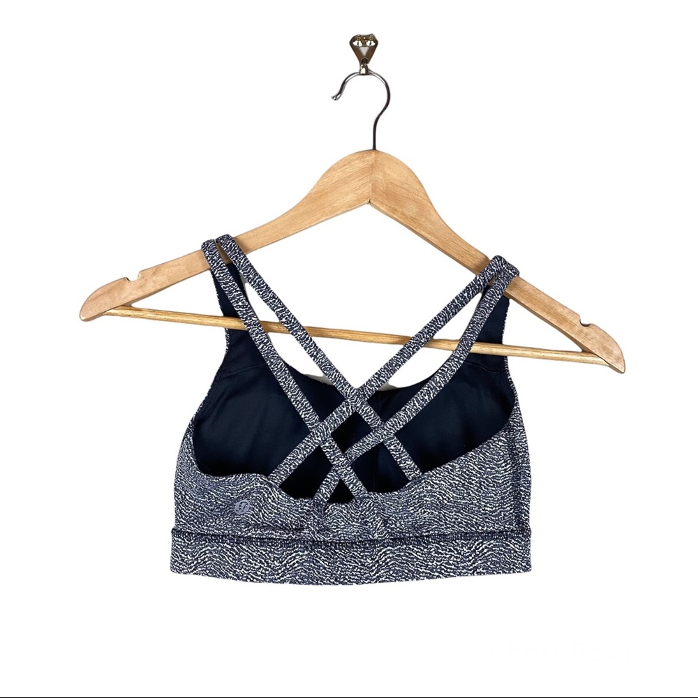 Lululemon Energy Bra Power Luxtreme Ripple Jacquard Black White - Picture 3 of 8